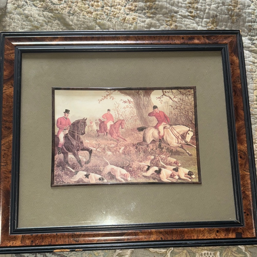 Vintage E.B.Herberte”Gone Away"Fox Hunt Framed Print A Classic Equestrian Scene